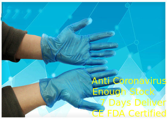 Multi Purpose Blue Surgical Gloves , Vinyl Examination Gloves Powdered / Powder Free supplier
