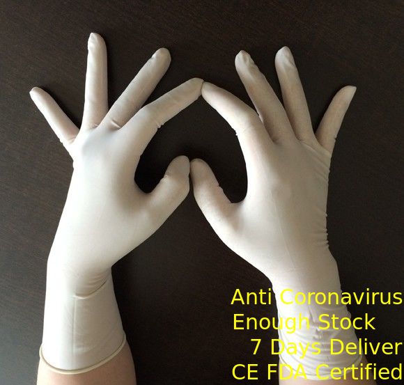 Elastic Long Cuff Disposable Surgical Gloves , Disposable Latex Examination Gloves supplier