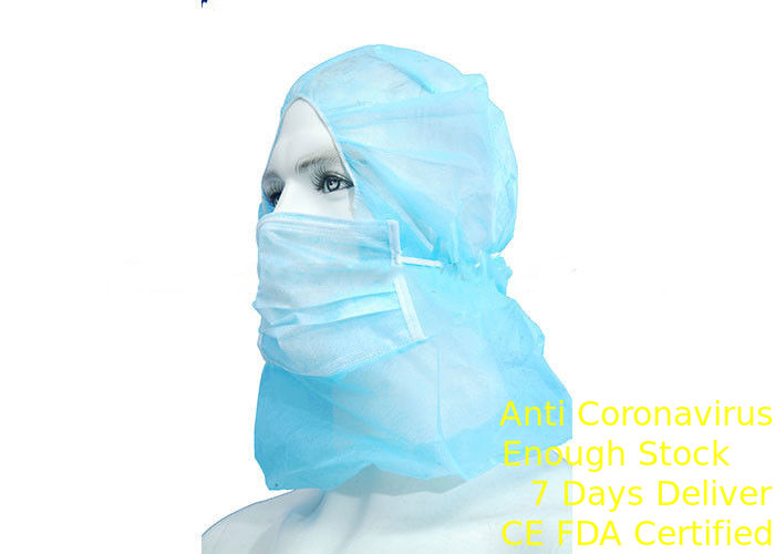 Latex Free Disposable Cap And Mask , Disposable Head Covers Adjustable Nose Bar supplier