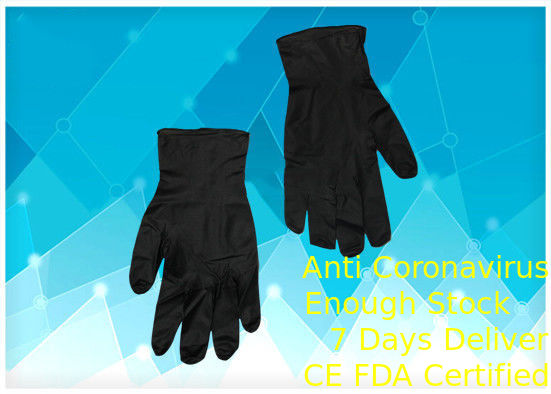 Customized Size Medical Rubber Gloves Anti Static Black Color Comfortable supplier