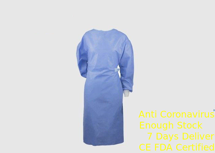 Blue Disposable Surgical Gown Anti Bacterial Size 120 * 140cm ISO Certificated supplier