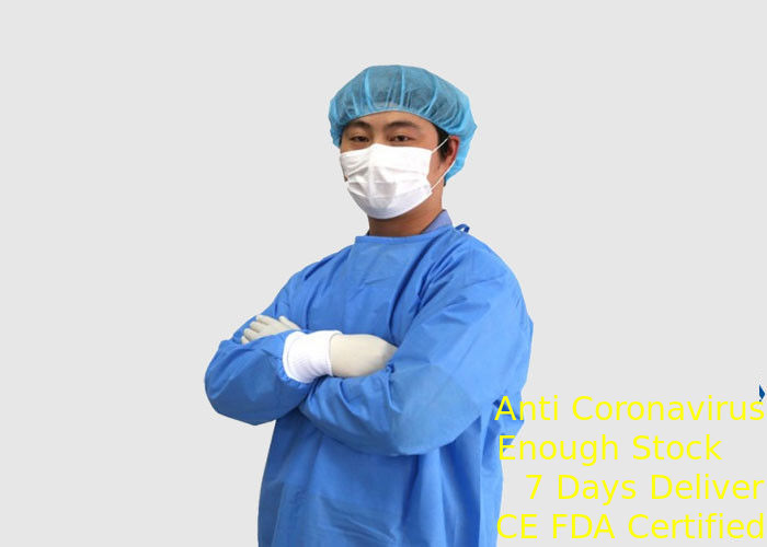 Waterproof Disposable Operating Gowns , Blue Disposable Coveralls Breathable supplier