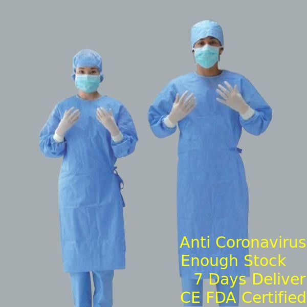 Non - Toxic Water Resistant Operating Room Gown Virus Invading With Knitted Cuff supplier