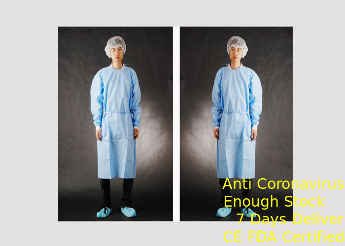 SMS Material Disposable Isolation Gown , Disposable Theatre Gowns Breathable supplier
