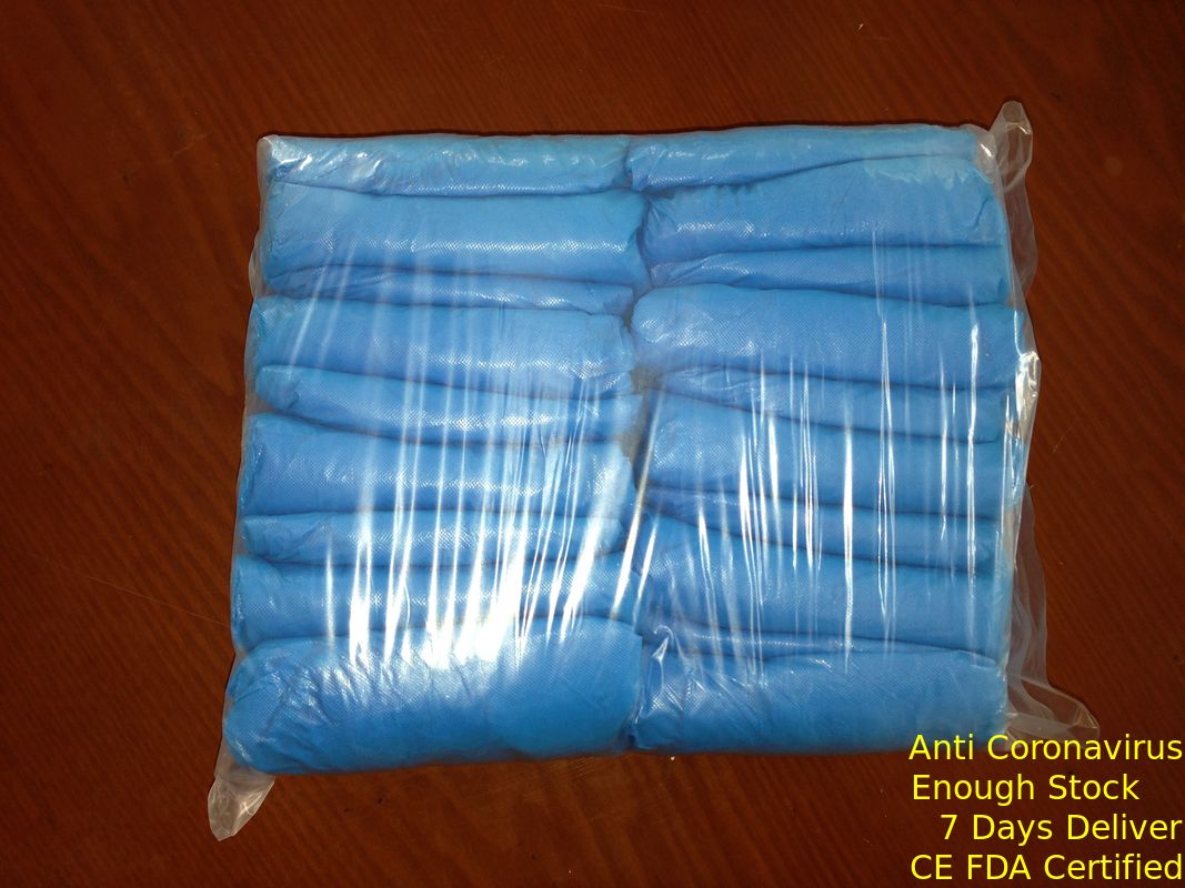 Hospital Disposable Shoe Covers PE Polyester Material Lightweight Light Blue Color supplier