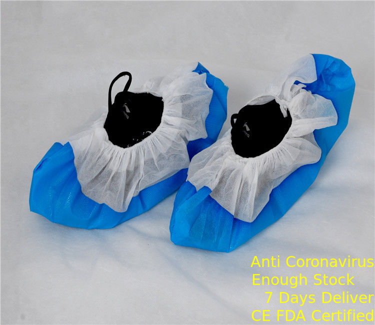 Cpe Film Coated Non Slip Shoe Covers Disposable Pp Material Water Resistant supplier