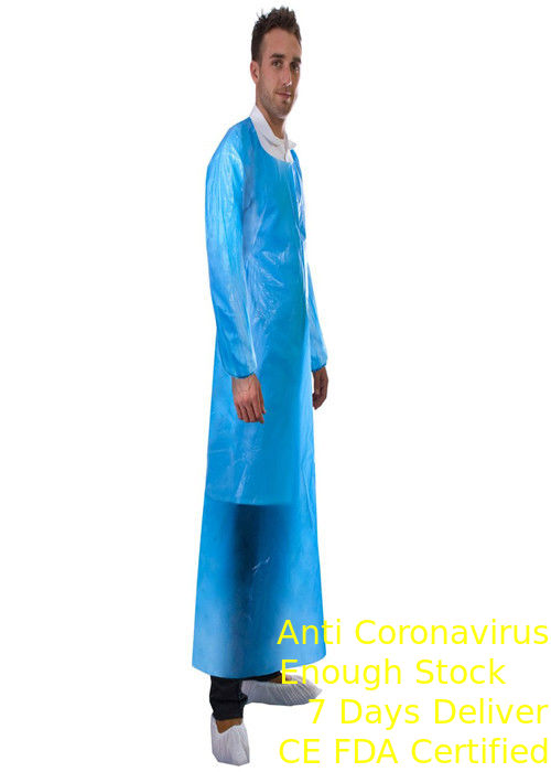 Water / Dust Repellent Disposable Plastic Aprons Unisex With Long Sleeves supplier